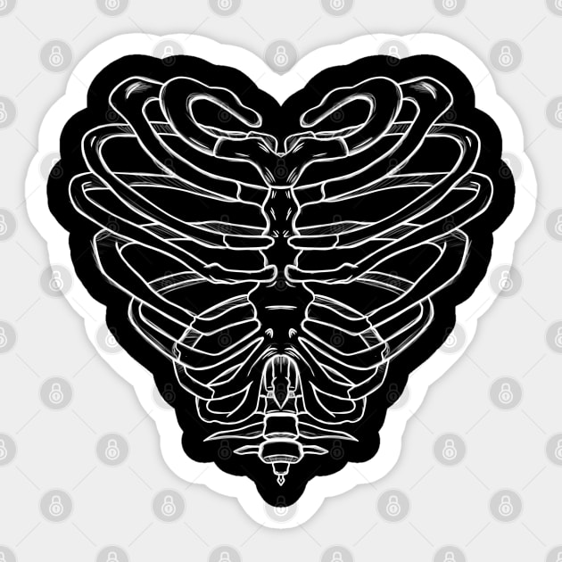 Rib Cage Heart- Goth, Valentines, Skeleton Sticker by Autumn_Coloredsky